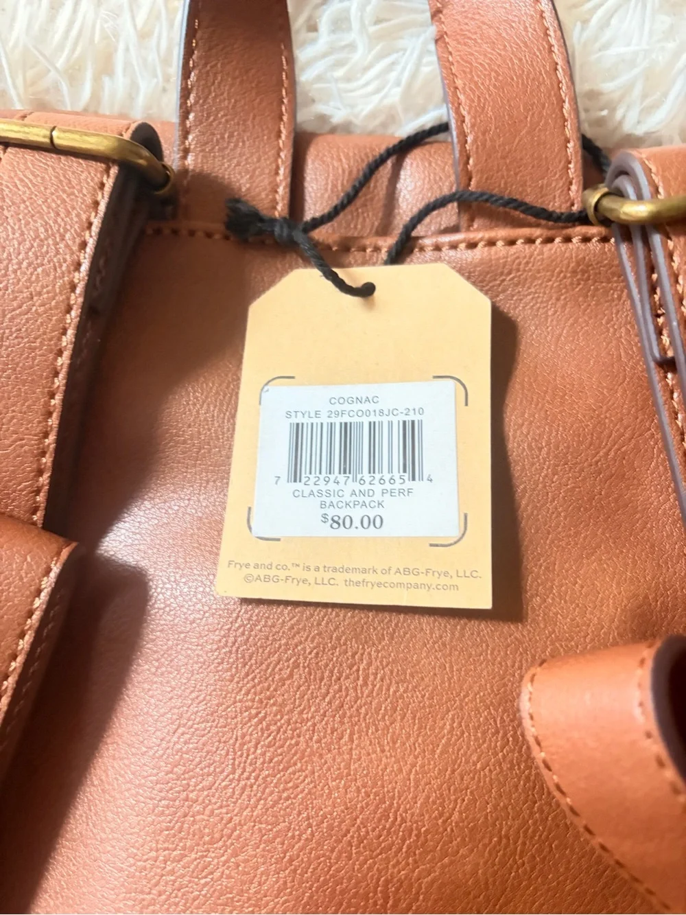Frye Cognac Leather Fold-Over Backpack
